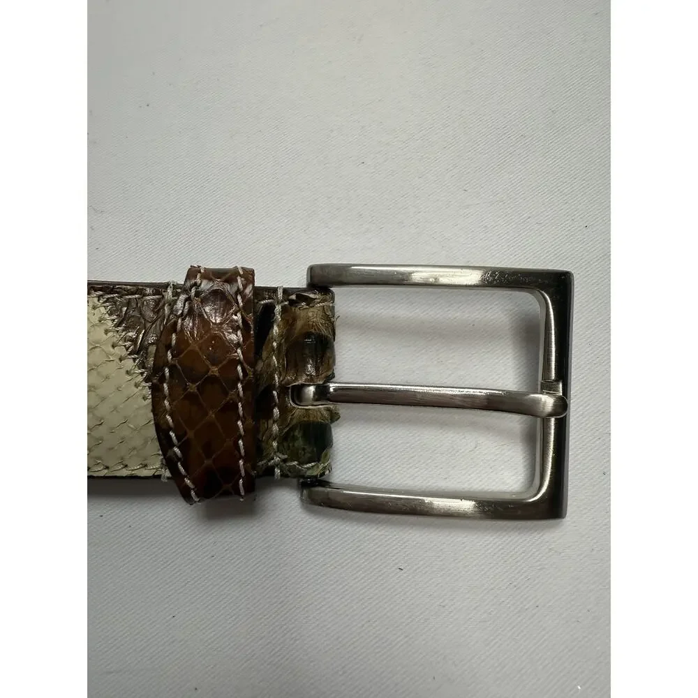Vintage Italian Patchwork Belt Mens 115 Genuine Snakeskin Leather Exotic 90s